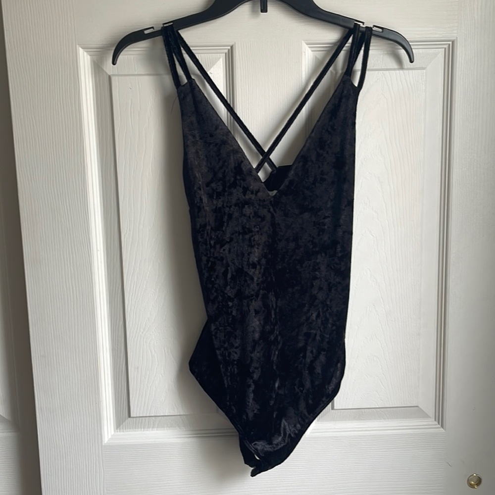 NWT Black Velvet Bodysuit